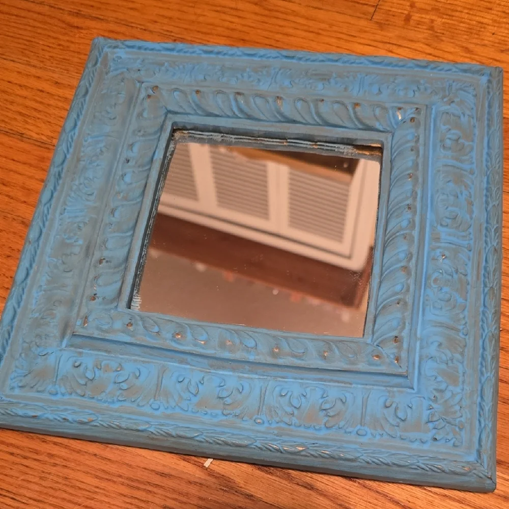 Elegant Blue Square Mirror